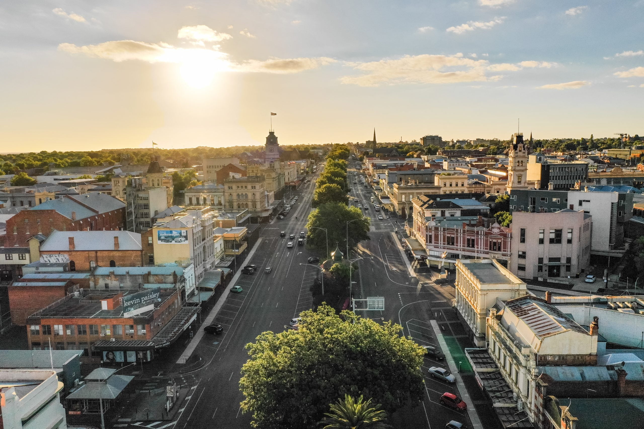 Aerial photo of Sturt Street in Ballarat